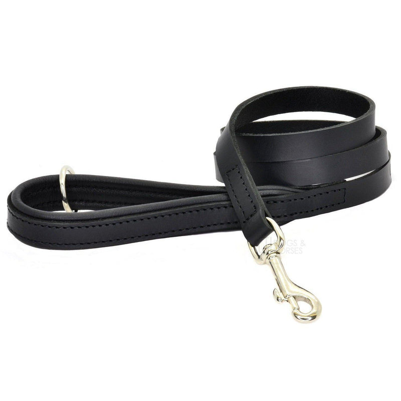 Dogs & Horses All Leather Dog Lead - Black-Dogs & Horses-Love My Hound