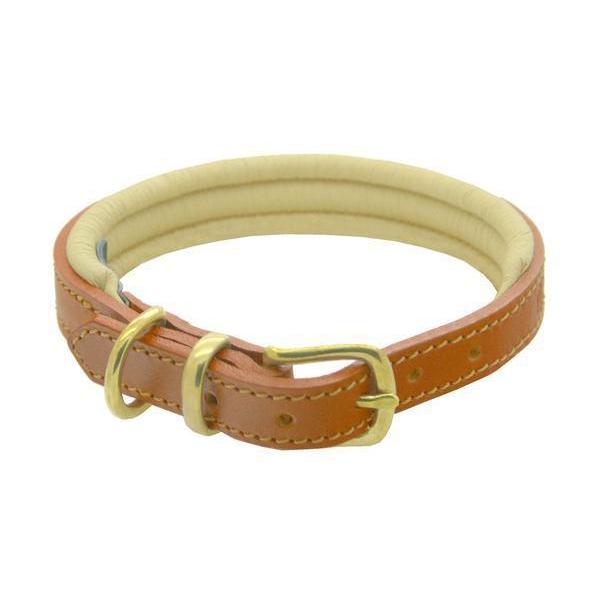 Dogs & Horses Padded Leather Dog Collar - Tan & Cream-Dogs & Horses-Love My Hound