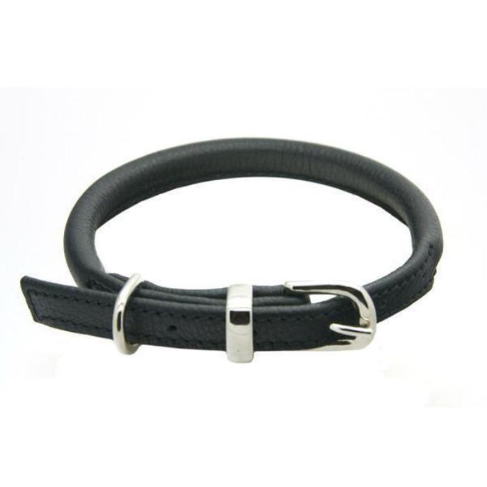 Dogs & Horses Rolled Leather Dog Collar - Black-Dogs & Horses-Love My Hound