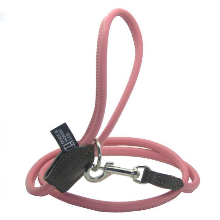Dogs & Horses Rolled Leather Dog Lead - Pink-Dogs & Horses-Love My Hound