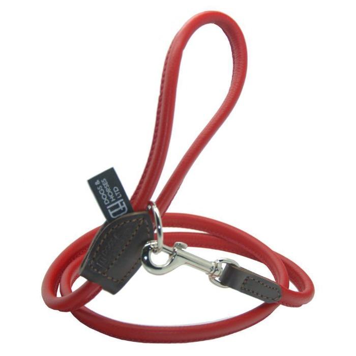Dogs & Horses Rolled Leather Dog Lead - Red