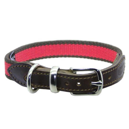 Dogs & Horses - Striped Cotton Webbing Dog Collar - Brown & Pink-Dogs & Horses-Love My Hound