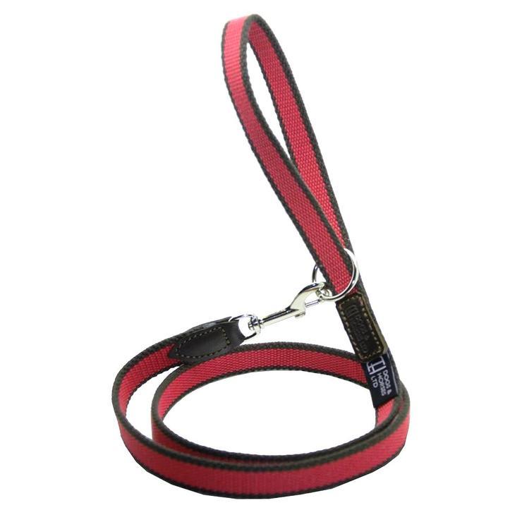 Dogs & Horses - Striped Cotton Webbing Dog Lead - Brown & Pink-Dogs & Horses-Love My Hound