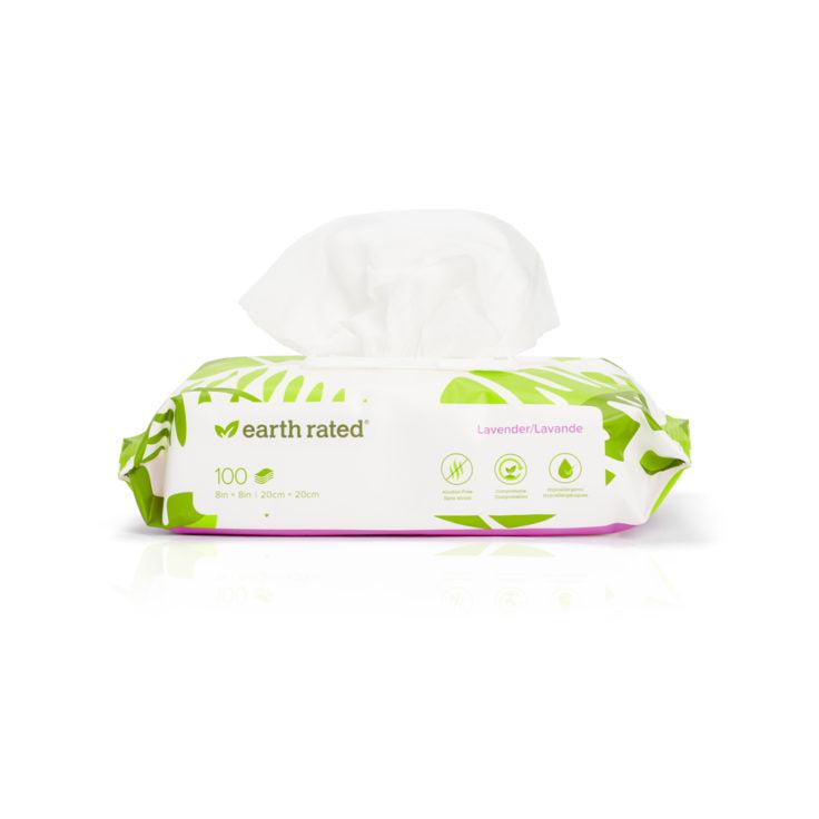 Earth Rated - 100 Certified Compostable Wipes - Lavender