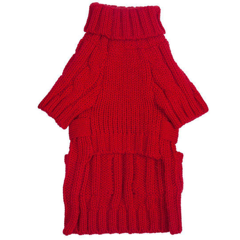 Fabdog | Pocket Cable Knit Turtleneck Dog Jumper - Red-Fabdog-Love My Hound