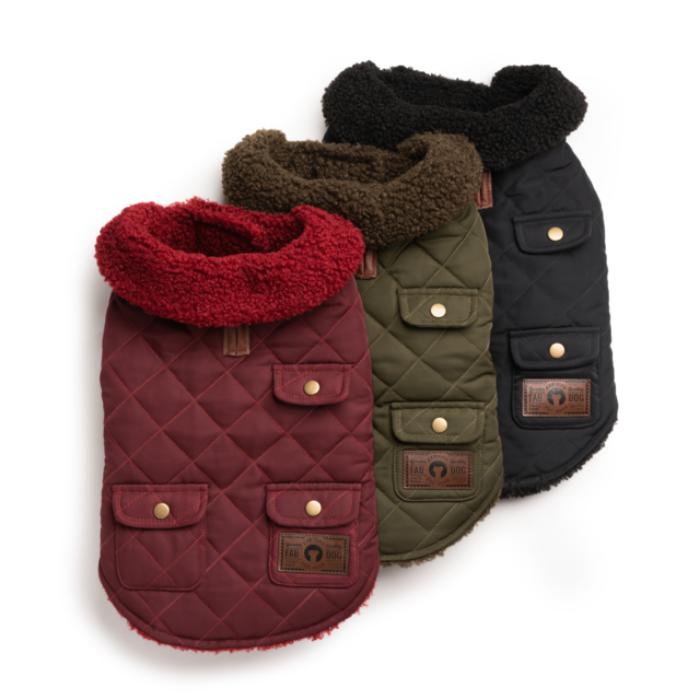 Fabdog | Quilted Shearling All Burgundy Dog Jacket-Fabdog-Love My Hound