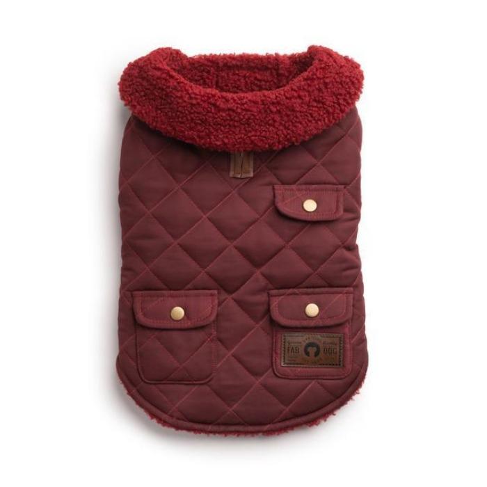 Fabdog | Quilted Shearling All Burgundy Dog Jacket-Fabdog-Love My Hound