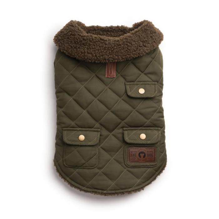 Fabdog - Quilted Shearling All Olive Dog Jacket-Fabdog-Love My Hound