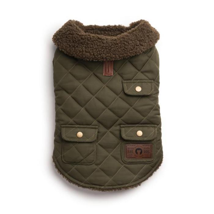 Fabdog | Quilted Shearling All Olive Dog Jacket-Fabdog-Love My Hound