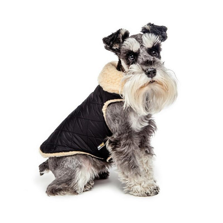 Fabdog - Quilted Shearling Black & Cream Dog Jacket