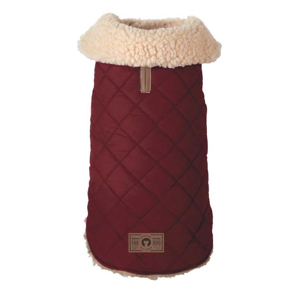 Fabdog | Quilted Shearling Burgundy & Cream Dog Jacket-Fabdog-Love My Hound