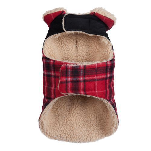 Fabdog | Wool Plaid Shearling in Red & Black - Dog Jacket-Fabdog-Love My Hound