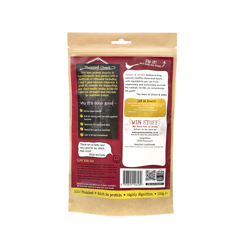 Green & Wilds | Pheasant chews 100g-Green & Wilds-Love My Hound