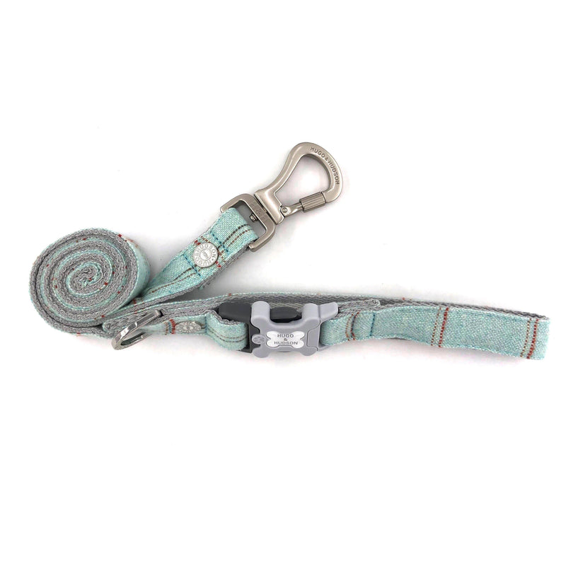 Hugo & Hudson - Aqua Checked Tweed Dog Lead-Hugo & Hudson-Love My Hound