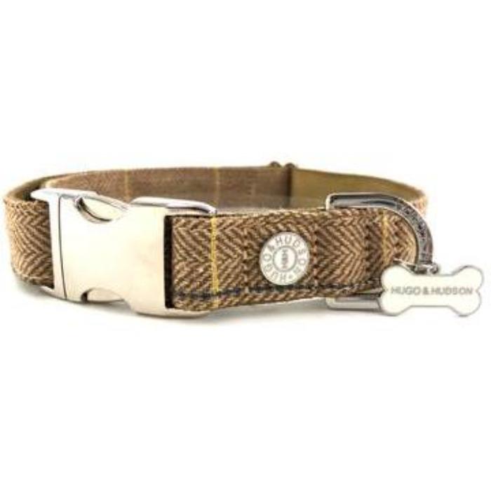 Hugo & Hudson - Caramel Herringbone Tweed Dog Collar