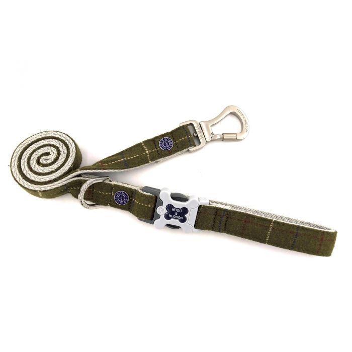 Hugo & Hudson - Dark Green Checked Tweed Dog Lead-Hugo & Hudson-Love My Hound