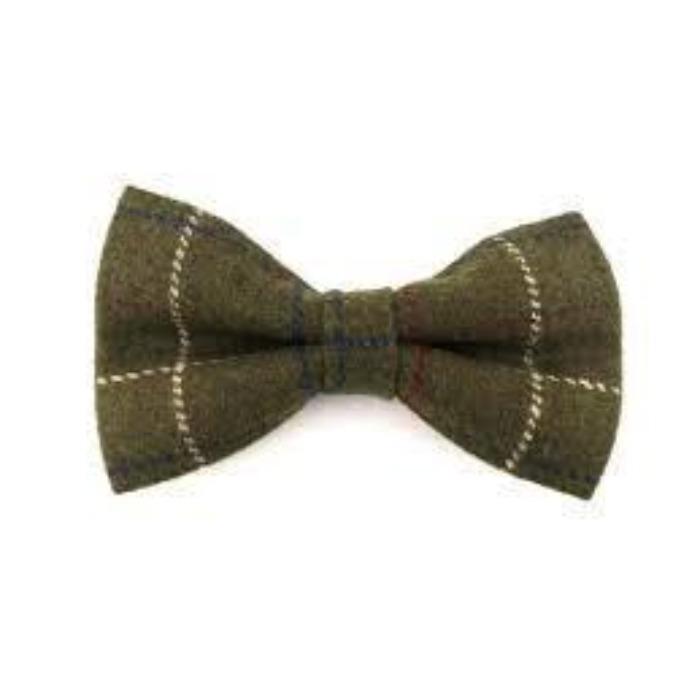 Hugo & Hudson - Dark Green Tweed Dog Bow Tie