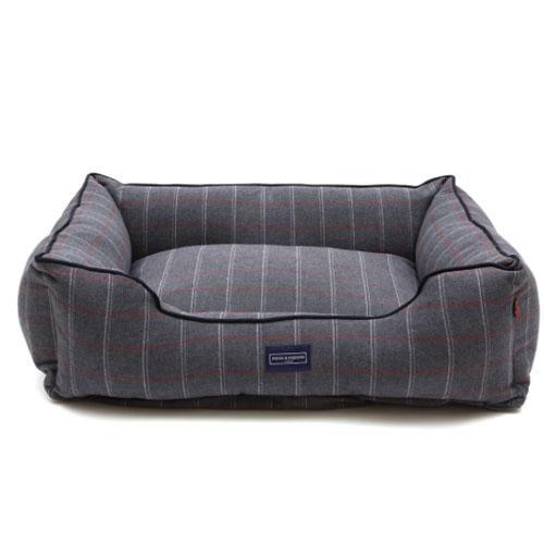 Hugo & Hudson - Grey Checked Tweed Dog Bed-Hugo & Hudson-Love My Hound