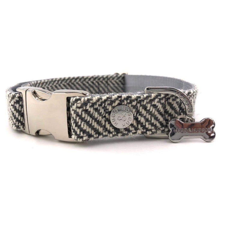 Hugo & Hudson - Grey Herringbone Dog Collar