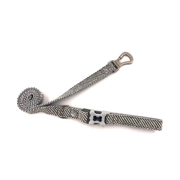 Hugo & Hudson - Grey Herringbone Dog Lead-Hugo & Hudson-Love My Hound