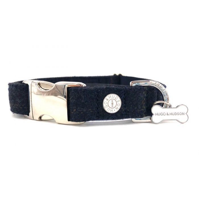 Hugo & Hudson - Navy Checked Tweed Dog Collar