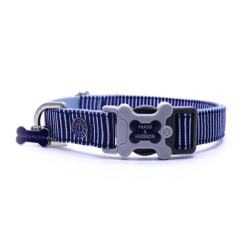 Hugo & Hudson - Navy Stripe Dog Bone Collar