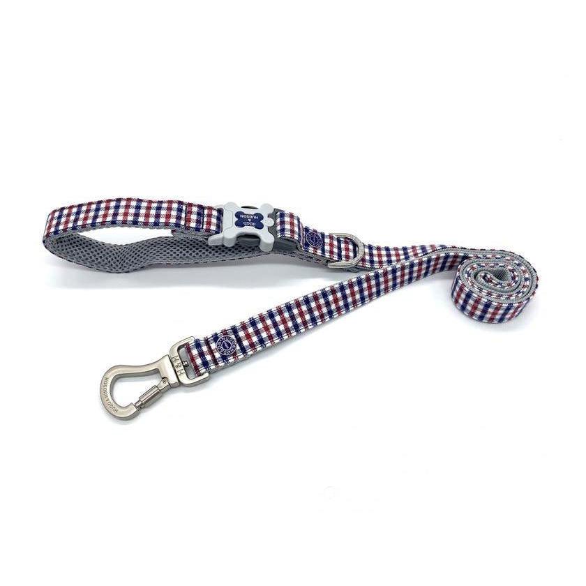 Hugo & Hudson - Navy and Red Checked Dog Lead-Hugo & Hudson-Love My Hound
