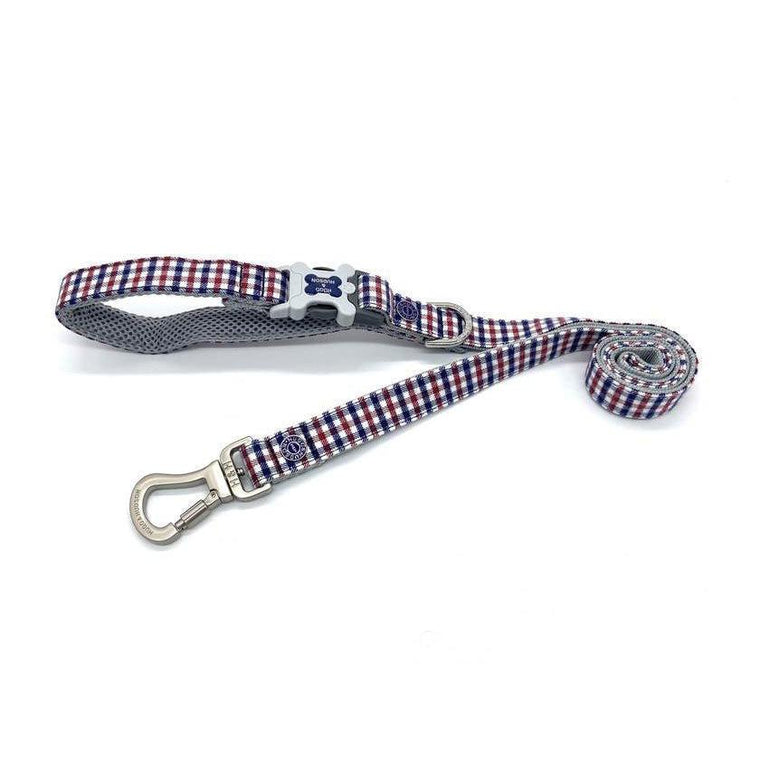 Hugo & Hudson - Navy and Red Checked Dog Lead