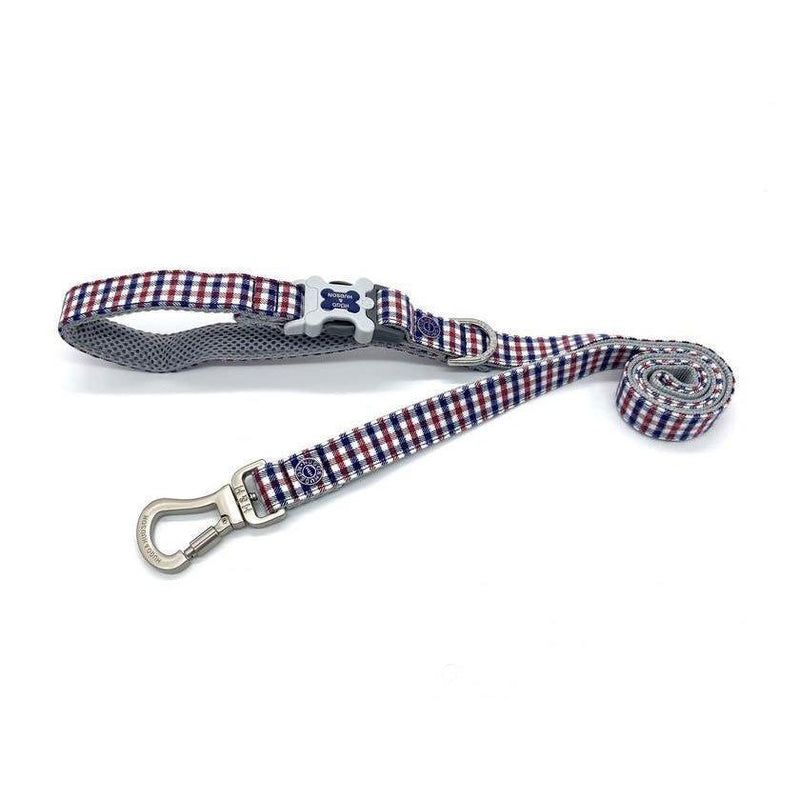 Hugo & Hudson - Navy and Red Checked Dog Lead-Hugo & Hudson-Love My Hound