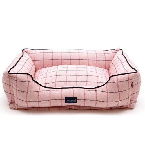 Hugo & Hudson - Pink Checked Tweed Dog Bed