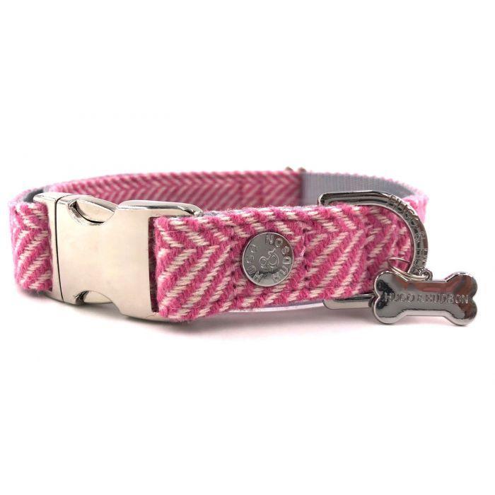 Hugo & Hudson - Pink Herringbone Dog Collar-Hugo & Hudson-Love My Hound