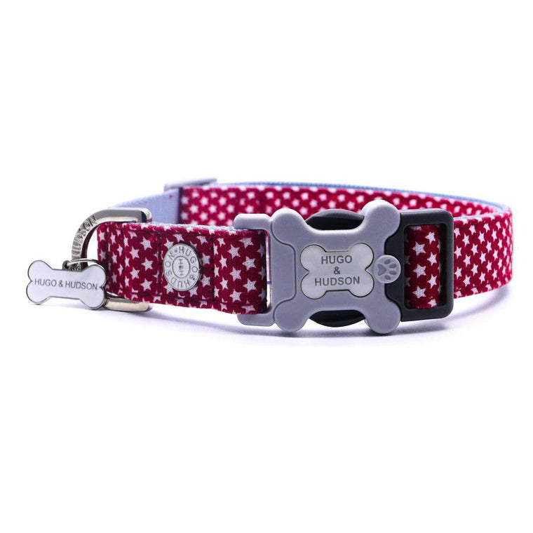 Hugo & Hudson - Red Star Dog Bone Collar