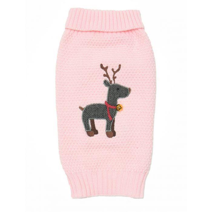Pet London - Pink/Tweed Reindeer Christmas Jumper