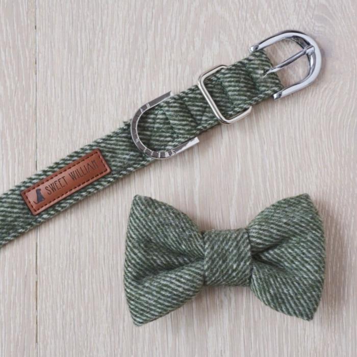 Sweet William - Tweed Dog Bow Tie - Green-Sweet William-Love My Hound