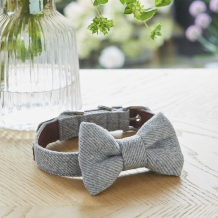 Sweet William Tweed Dog Bow Tie Grey Love My Hound