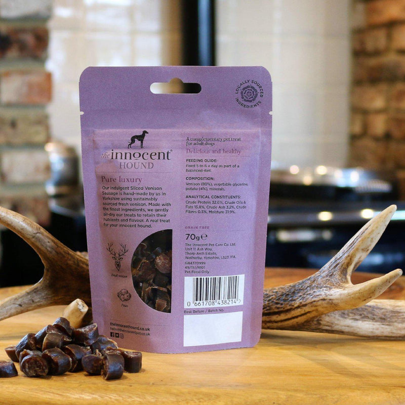 The Innocent Hound - Sliced Venison Sausage Red Deer Venison Dog Treats-The Innocent Hound-Love My Hound